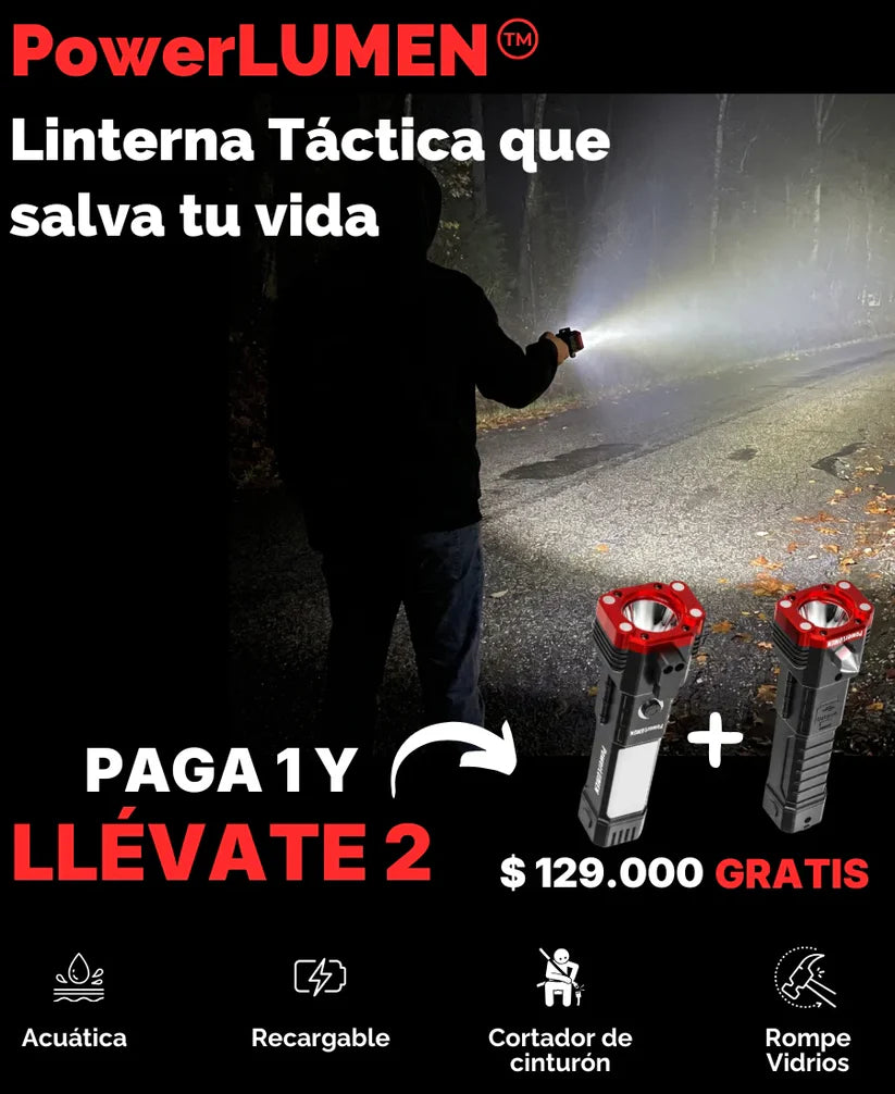 *PAGA 1 y LLÉVATE 2* Linterna Indestructible Súper Potente 6 en 1 PowerLUMEN™